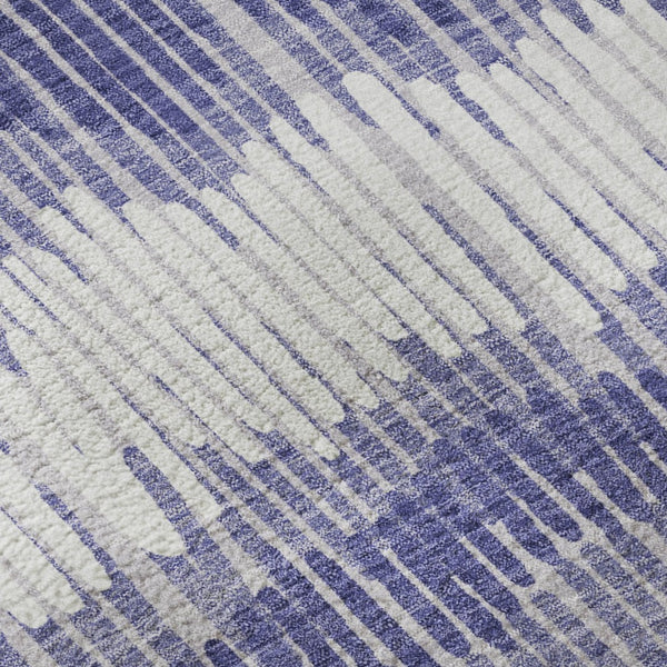 HomeRoots 8' Striped Round Rug in Purple, Ivory & Gray – Washable, UV Protected, Perfect for High Traffic Areas! 670667