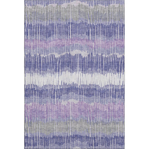 HomeRoots 8' X 10' Striped Area Rug in Purple, Ivory & Gray - Washable, Stain Resistant & UV Protected Design 670668