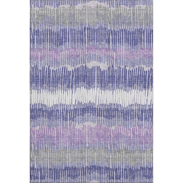HomeRoots 8' X 10' Striped Area Rug in Purple, Ivory & Gray - Washable, Stain Resistant & UV Protected Design 670668
