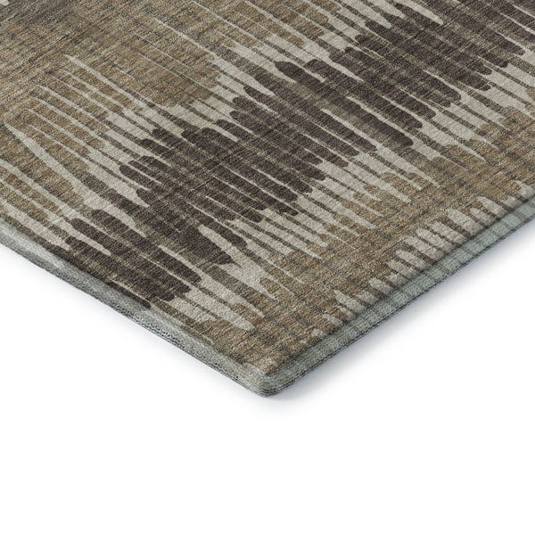 HomeRoots 8' Taupe Beige Striped Washable Round Rug with UV Protection - Durable, Stylish, Easy-Care Design 670673