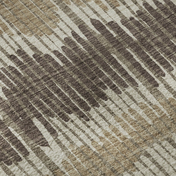 HomeRoots 8' Taupe Beige Striped Washable Round Rug with UV Protection - Durable, Stylish, Easy-Care Design 670673