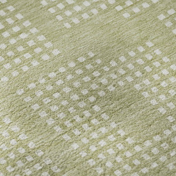 HomeRoots 8' Artichoke Green & Ivory Geometric Round Rug – Stylish, Washable, UV-Protective, Durable Design 670679