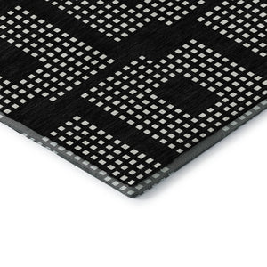 HomeRoots 5' X 8' Modern Black and Ivory Geometric Washable Area Rug with UV Protection for Busy Homes 670684