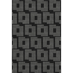 HomeRoots 8' X 10' Black And Ivory Geometric Area Rug - Washable, UV Protected, Durable for Busy Homes 670686