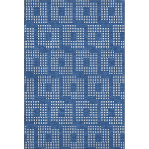 HomeRoots 5' X 8' Blue and Ivory Geometric Area Rug - Washable, Stain Resistant, UV Protected for Homes 670690