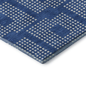HomeRoots 5' X 8' Blue and Ivory Geometric Area Rug - Washable, Stain Resistant, UV Protected for Homes 670690