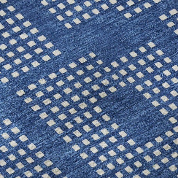 HomeRoots 5' X 8' Blue and Ivory Geometric Area Rug - Washable, Stain Resistant, UV Protected for Homes 670690