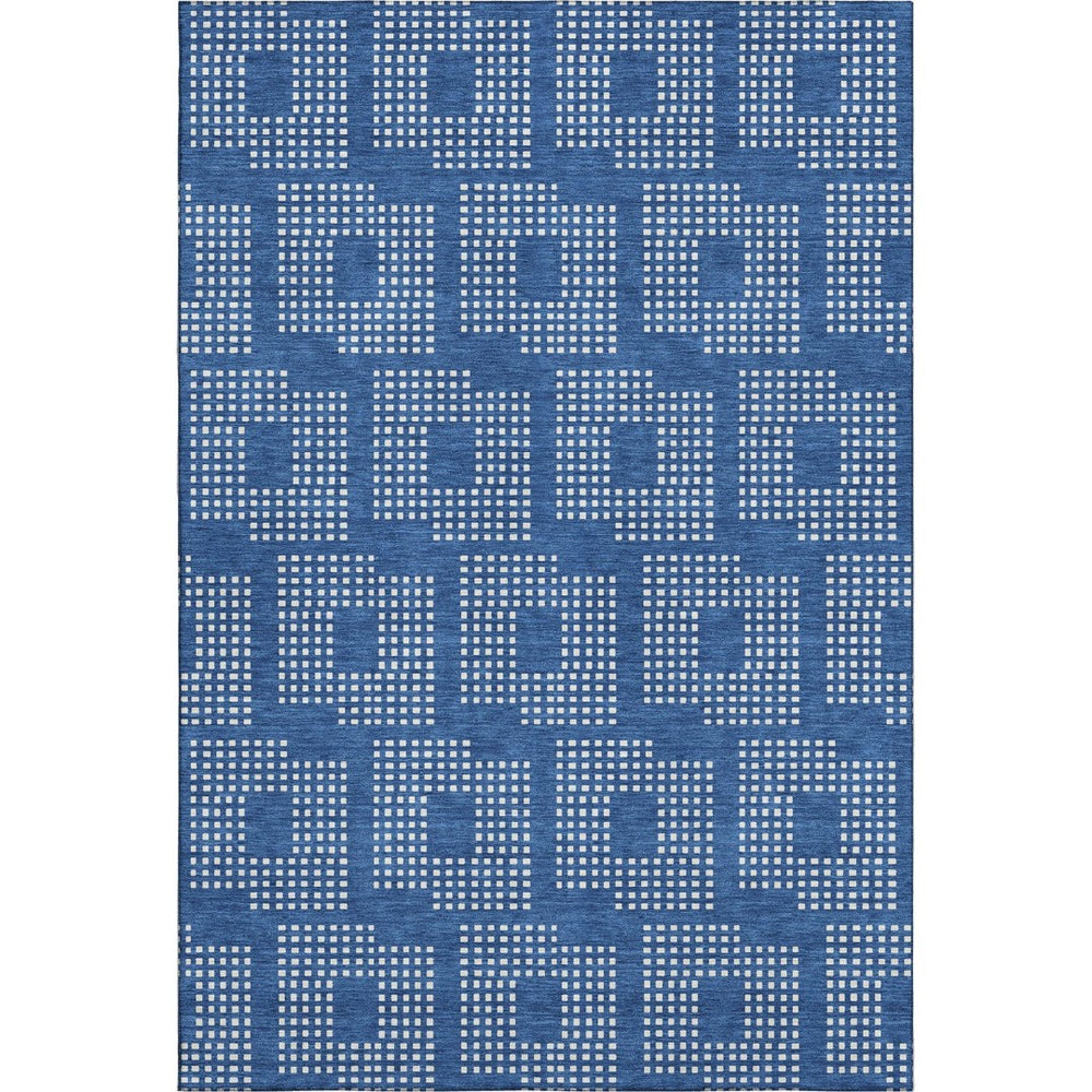 HomeRoots 10' Blue and Ivory Geometric Washable Area Rug – Durable, UV-Protected, Perfect for Busy Homes! 670694