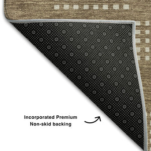 HomeRoots 8' X 10' Brown And Ivory Geometric Washable Area Rug – Durable, Stylish, Stain-Resistant, UV Protected! 670698