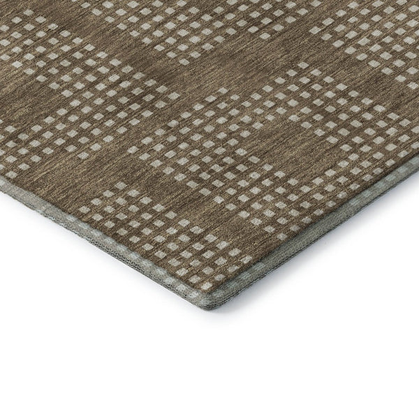 HomeRoots 8' X 10' Brown And Ivory Geometric Washable Area Rug – Durable, Stylish, Stain-Resistant, UV Protected! 670698