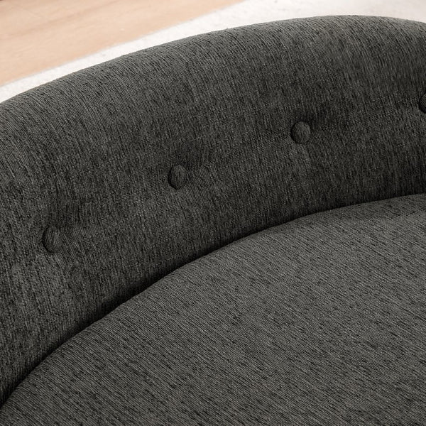 English Elm Oversized Oval Dog Sofa with Tufted Linen Backrest for Large Breed Lounging Comfort Dark Gray W487P415302