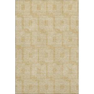 HomeRoots 9' X 12' Gold and Ivory Geometric Area Rug - Washable, UV Protected, Durable for High-Traffic Spaces 670705
