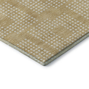 HomeRoots 9' X 12' Gold and Ivory Geometric Area Rug - Washable, UV Protected, Durable for High-Traffic Spaces 670705