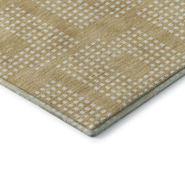 HomeRoots 9' X 12' Gold and Ivory Geometric Area Rug - Washable, UV Protected, Durable for High-Traffic Spaces 670705