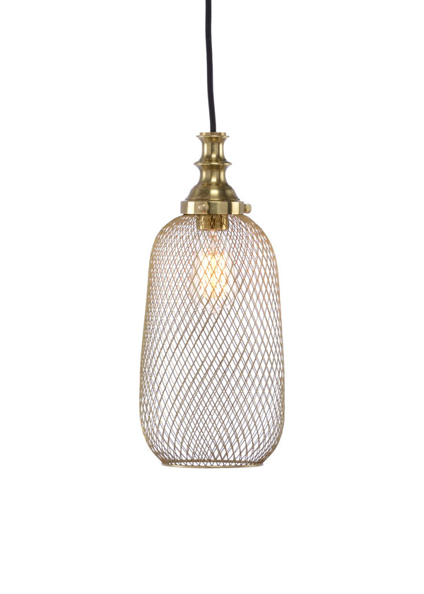Wildwood Lipton Antique Brass Pendant Light With Wire Mesh Shade — Warm Diffused Glow For Kitchen Islands And Bars 67071