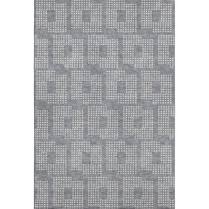 HomeRoots 8' X 10' Modern Gray and Ivory Geometric Washable Area Rug - Durable, UV-Protected for High-Traffic Homes 670710