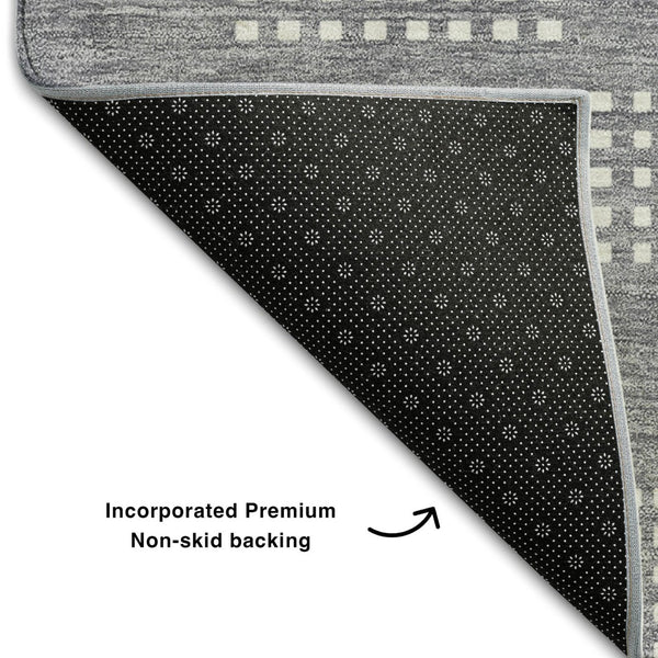 HomeRoots 8' X 10' Modern Gray and Ivory Geometric Washable Area Rug - Durable, UV-Protected for High-Traffic Homes 670710