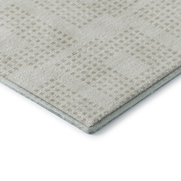 HomeRoots 5' X 8' Ivory And Beige Geometric Area Rug – Stylish, Washable, UV-Protected for High-Traffic Spaces 670714