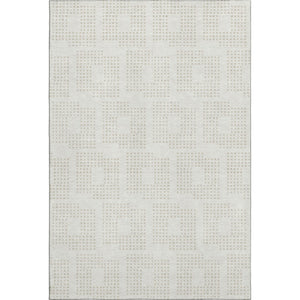 HomeRoots 8' X 10' Ivory & Beige Geometric Washable Area Rug - Stain Resistant, UV Protected, Durable Design 670716