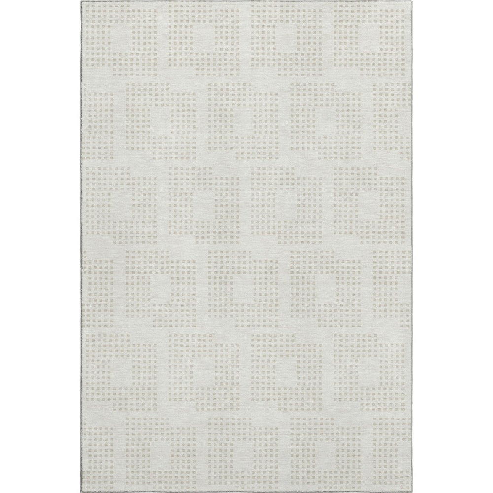 HomeRoots 9' X 12' Ivory & Beige Geometric Area Rug - Washable, Stain-Resistant, UV Protected for Modern Homes 670717