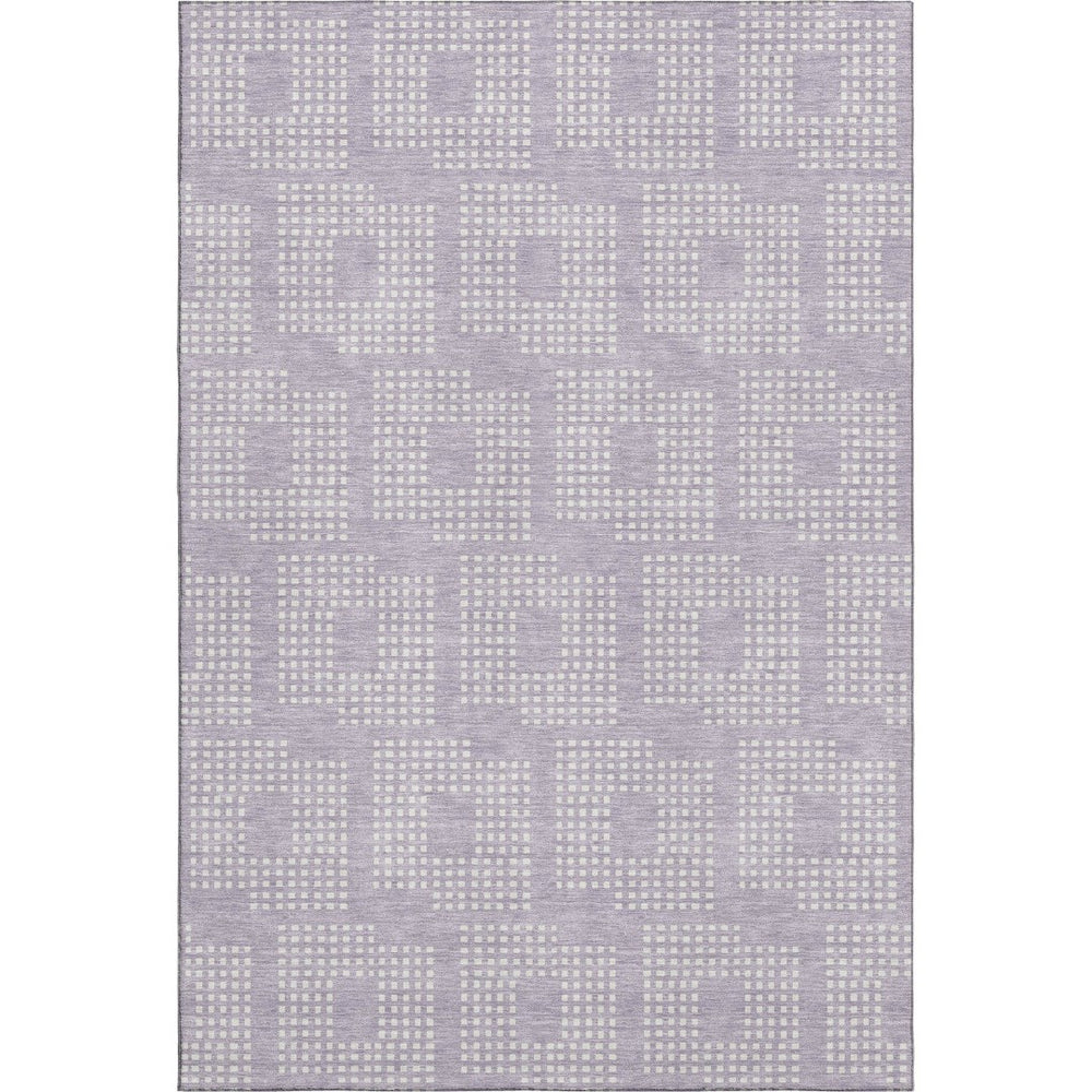 HomeRoots 8' X 10' Stylish Lavender & Ivory Geometric Area Rug – Washable, UV Protected, Family-Friendly Design 670722