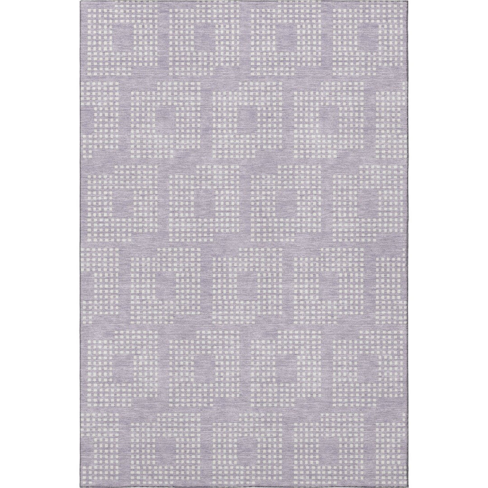 HomeRoots 9' X 12' Modern Lavender and Ivory Geometric Area Rug - Washable, UV-Protected, Durable Design! 670723