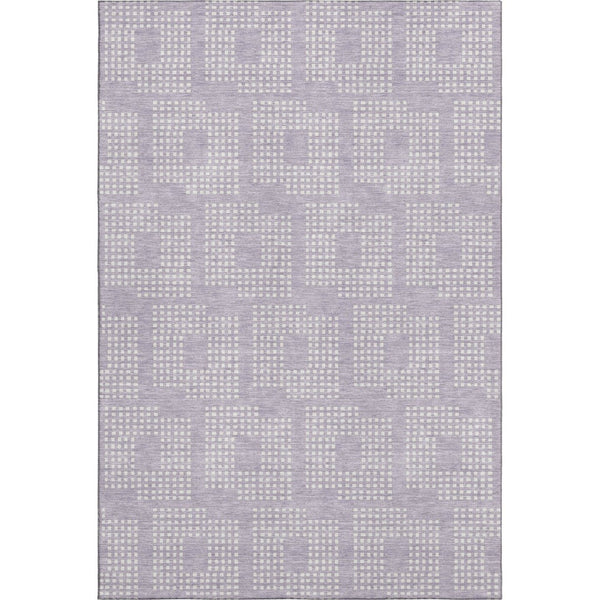 HomeRoots 10' X 14' Stylish Lavender & Ivory Geometric Area Rug – Washable, Stain Resistant, UV Protected Design 670724