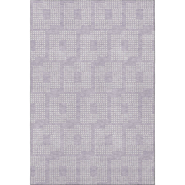 HomeRoots 10' X 14' Stylish Lavender & Ivory Geometric Area Rug – Washable, Stain Resistant, UV Protected Design 670724