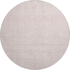HomeRoots 8' Pink and Ivory Geometric Round Washable Rug - UV Protected, Durable, Stylish for Busy Homes! 670727