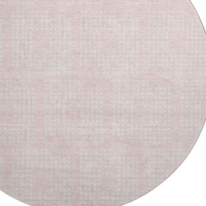 HomeRoots 8' Pink and Ivory Geometric Round Washable Rug - UV Protected, Durable, Stylish for Busy Homes! 670727