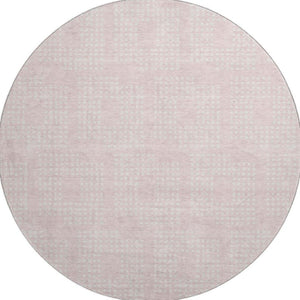 HomeRoots 8' Pink and Ivory Geometric Round Washable Rug - UV Protected, Durable, Stylish for Busy Homes! 670727