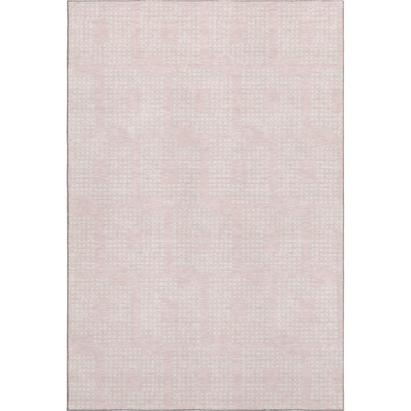 HomeRoots 9' X 12' Pink & Ivory Geometric Washable Area Rug - Durable, Soft, UV Protected & Stain Resistant 670729
