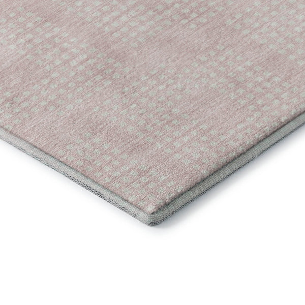 HomeRoots 9' X 12' Pink & Ivory Geometric Washable Area Rug - Durable, Soft, UV Protected & Stain Resistant 670729