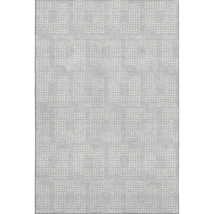 HomeRoots 5' X 8' Silver and Ivory Geometric Area Rug - Washable, UV-Protected, Durable for High-Traffic Homes 670732