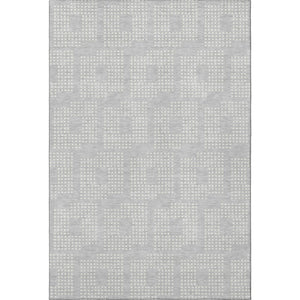 HomeRoots 5' X 8' Silver and Ivory Geometric Area Rug - Washable, UV-Protected, Durable for High-Traffic Homes 670732