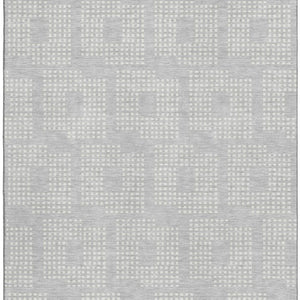 HomeRoots 8' X 10' Silver and Ivory Geometric Area Rug – Washable, UV Protected, Durable for High-Traffic Homes 670734