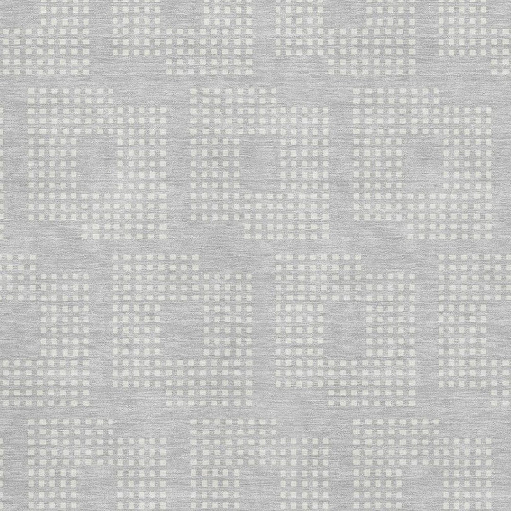 HomeRoots 9' X 12' Stylish Silver and Ivory Geometric Washable Area Rug with UV Protection for High Traffic Spaces 670735