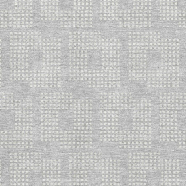 HomeRoots 9' X 12' Stylish Silver and Ivory Geometric Washable Area Rug with UV Protection for High Traffic Spaces 670735