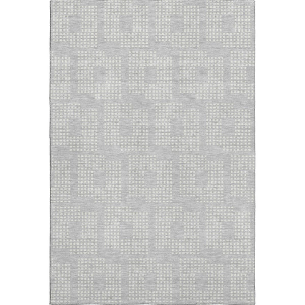 HomeRoots 10' X 14' Silver and Ivory Geometric Area Rug - Washable, UV-Protected, Stain-Resistant Elegance 670736