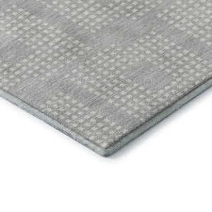 HomeRoots 10' X 14' Silver and Ivory Geometric Area Rug - Washable, UV-Protected, Stain-Resistant Elegance 670736