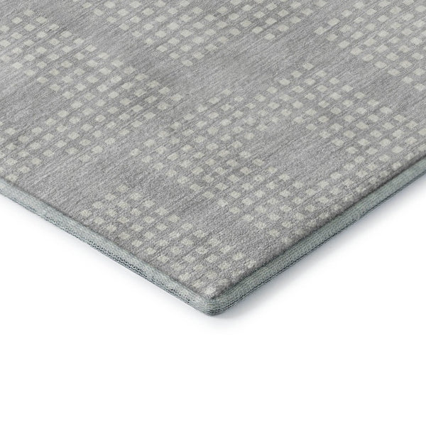 HomeRoots 10' X 14' Silver and Ivory Geometric Area Rug - Washable, UV-Protected, Stain-Resistant Elegance 670736