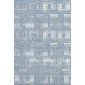HomeRoots 5' X 8' Sky Blue & Ivory Geometric Area Rug - Washable, UV-Protected, Stylish & Durable for Any Room 670738