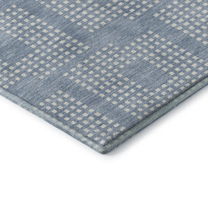 HomeRoots 8' Sky Blue & Ivory Geometric Round Rug - Washable, UV-Protected, Stylish for Busy Homes & Pets 670739
