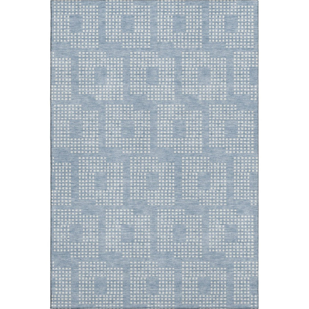 HomeRoots 8' X 10' Sky Blue Geometric Area Rug - Washable, UV Protected & Stain Resistant for Easy Care! 670740