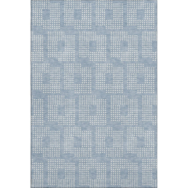 HomeRoots 10' Sky Blue and Ivory Geometric Area Rug - Washable, UV Protected, Durable for Homes with Kids & Pets 670742