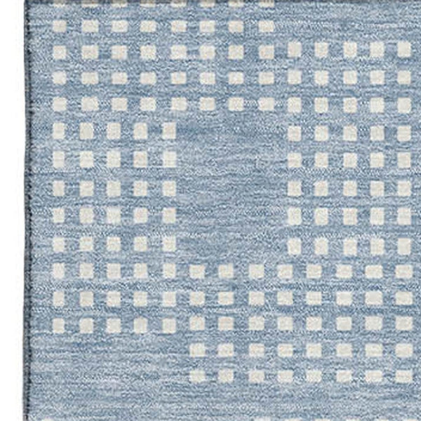 HomeRoots 10' Sky Blue and Ivory Geometric Area Rug - Washable, UV Protected, Durable for Homes with Kids & Pets 670742