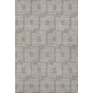 HomeRoots 5' X 8' Taupe And Ivory Geometric Washable Area Rug – Durable, Stain-Resistant, UV Protected Design! 670744