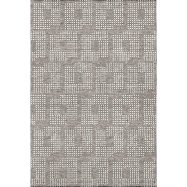 HomeRoots 5' X 8' Taupe And Ivory Geometric Washable Area Rug – Durable, Stain-Resistant, UV Protected Design! 670744