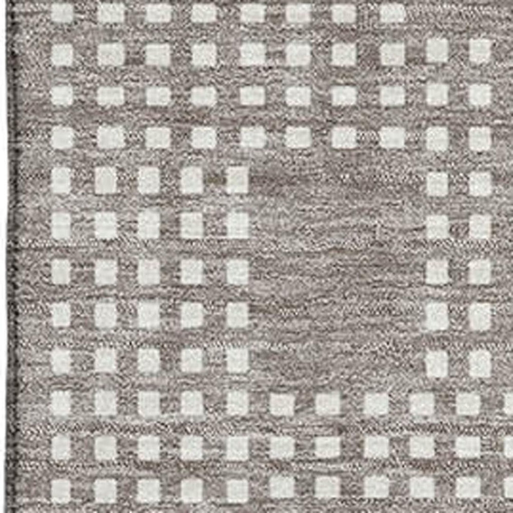 HomeRoots 9' X 12' Taupe & Ivory Geometric Area Rug - Washable, UV Protected, Stain Resistant for Modern Spaces 670747