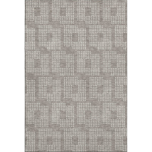 HomeRoots 10' X 14' Taupe & Ivory Geometric Area Rug - Stylish, Washable, UV-Protected for Family Spaces 670748